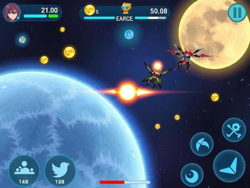 Lunar Lash Celestial Siege gameplay screenshot showing space battle